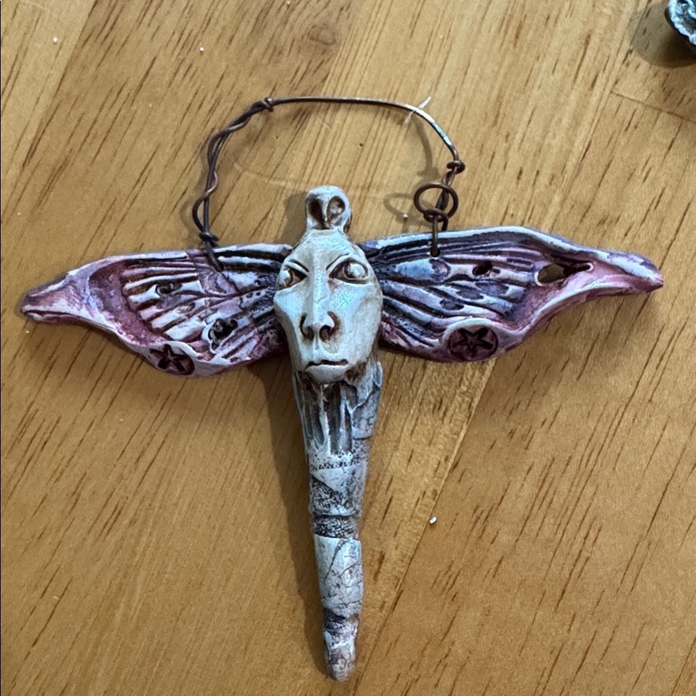 Colorful mystical Luna moth, winged pendant